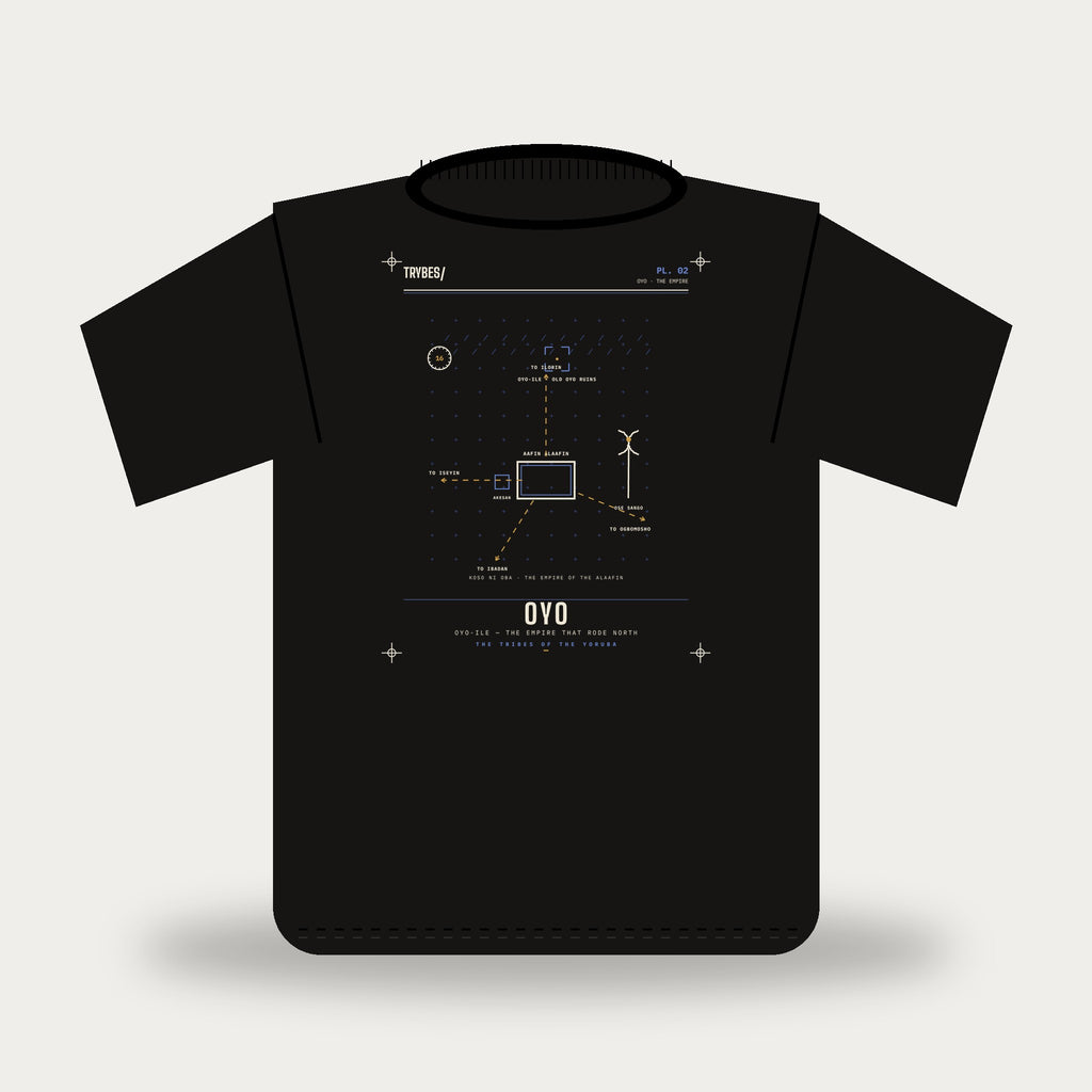 Oyo — The Tribes of the Yoruba · Pre-Order (Ships ASAP) — tee mockup | yo02-oyo-black-front.jpg