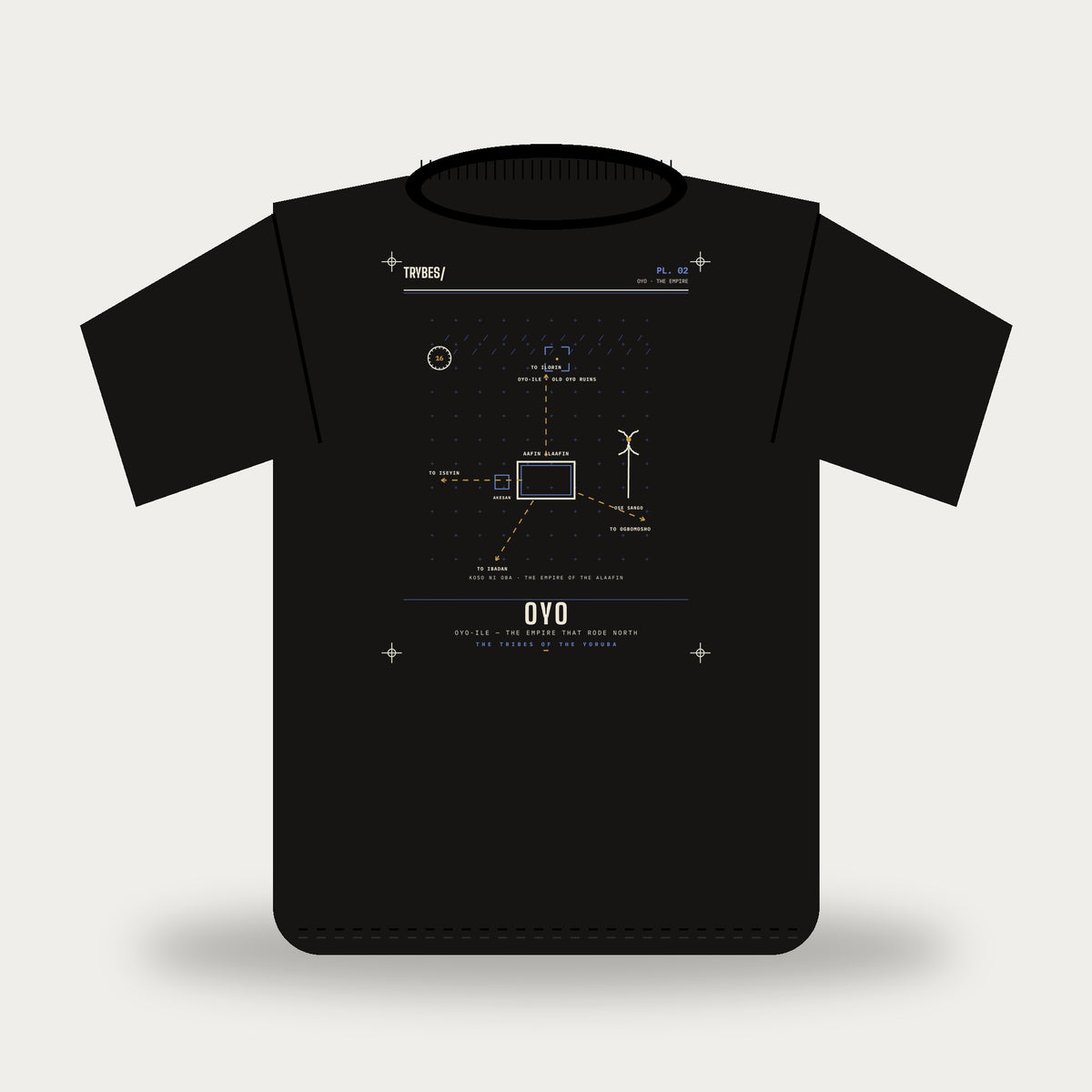 Oyo — The Tribes of the Yoruba · Pre-Order (Ships ASAP) — tee mockup | yo02-oyo-black-front.jpg