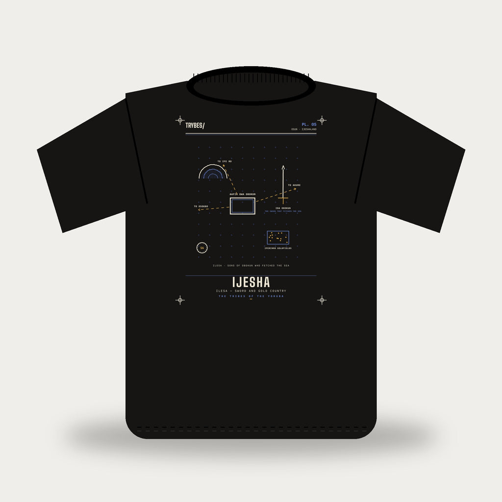 Ijesha — The Tribes of the Yoruba · Pre-Order (Ships ASAP) — tee mockup | yo05-ijesha-black-front.jpg