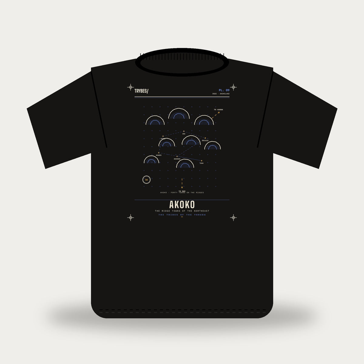 Akoko — The Tribes of the Yoruba · Pre-Order (Ships ASAP) — tee mockup | yo09-akoko-black-front.jpg