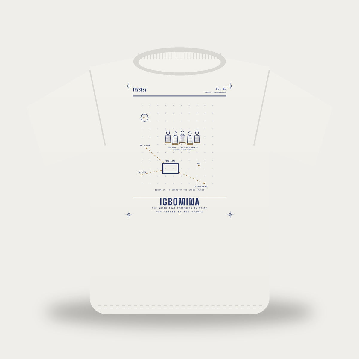 Igbomina — The Tribes of the Yoruba · Pre-Order (Ships ASAP) — tee mockup | yo10-igbomina-white-front.jpg