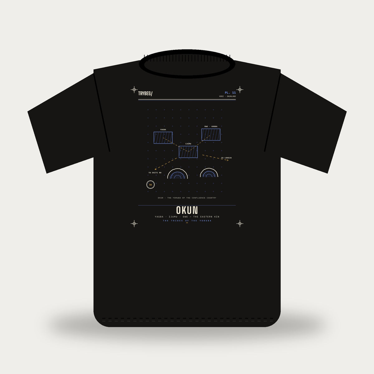 Okun — The Tribes of the Yoruba · Pre-Order (Ships ASAP) — tee mockup | yo11-okun-black-front.jpg