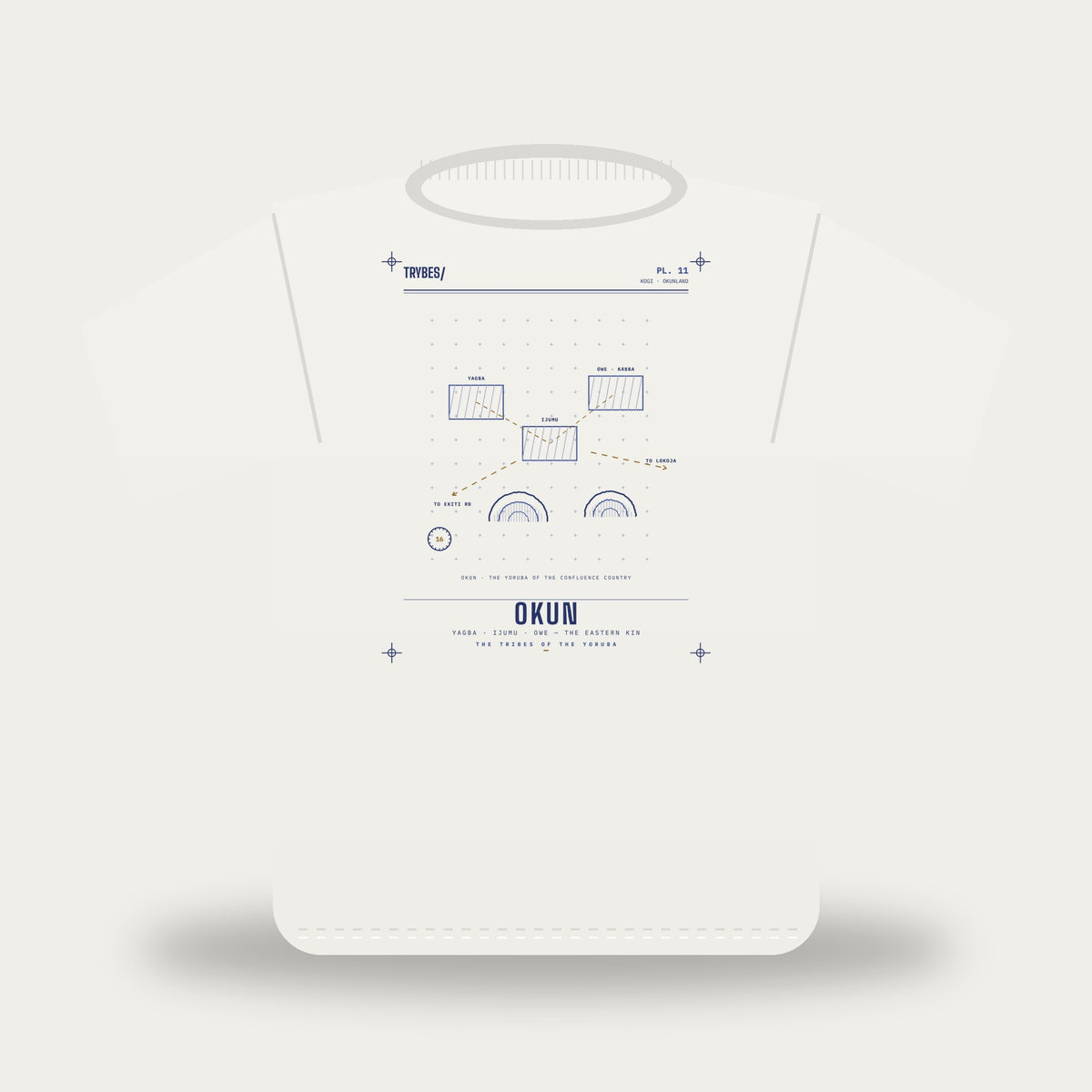 Okun — The Tribes of the Yoruba · Pre-Order (Ships ASAP) — tee mockup | yo11-okun-white-front.jpg