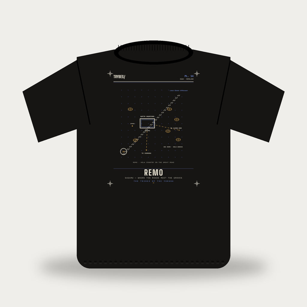 Remo — The Tribes of the Yoruba · Pre-Order (Ships ASAP) — tee mockup | yo14-remo-black-front.jpg
