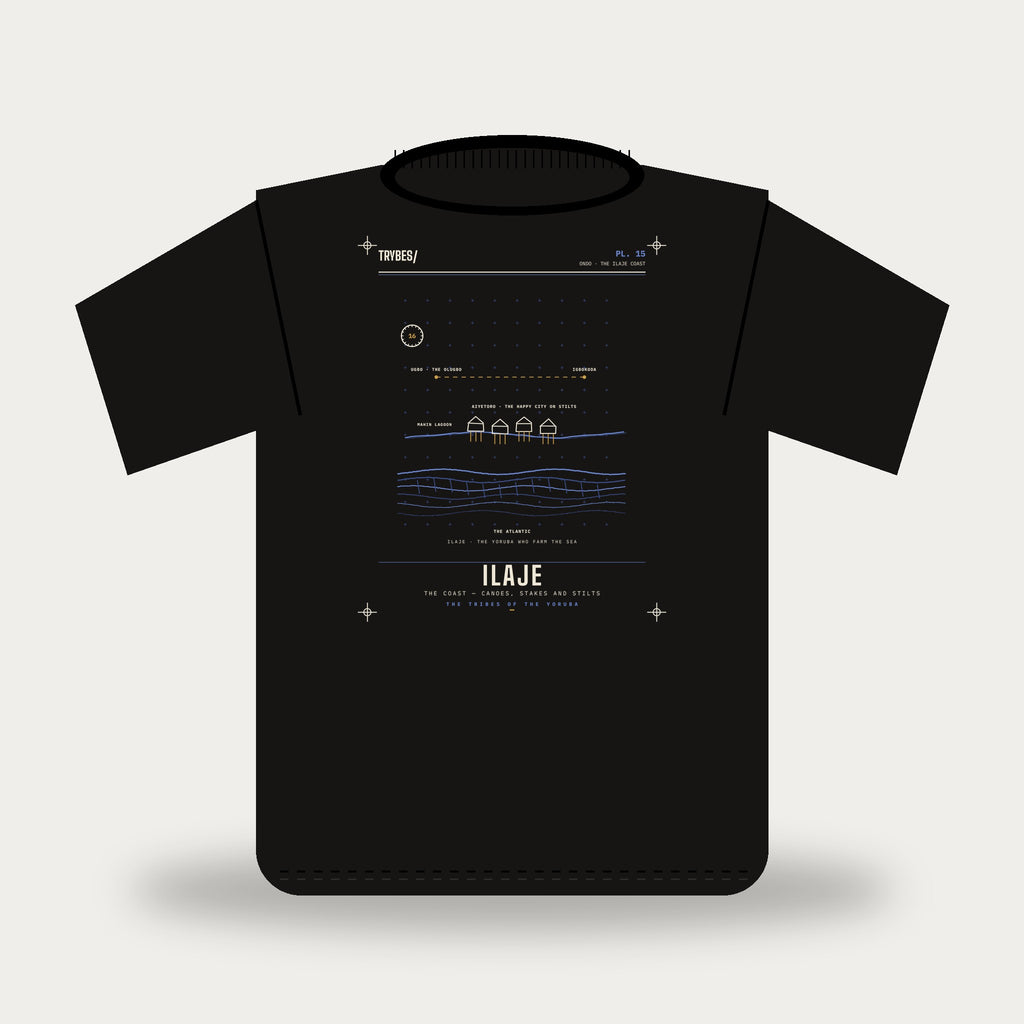 Ilaje — The Tribes of the Yoruba · Pre-Order (Ships ASAP) — tee mockup | yo15-ilaje-black-front.jpg